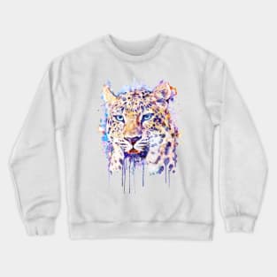 Watercolor Leopard Head Crewneck Sweatshirt
